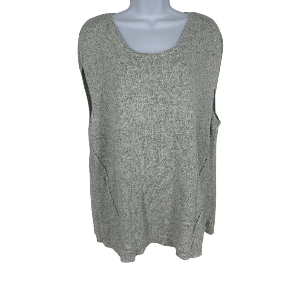 Pure Jill Women's Light Green 100% Cotton Sleeveless Knit Sweater Size XL